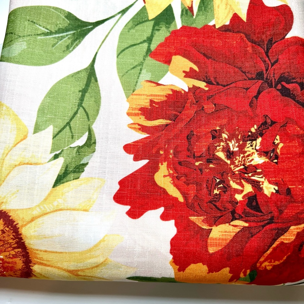 Harvest Sunflowers Fabric Shower Curtain Yellow Rust Orange Bold Colors - Picture 10 of 11